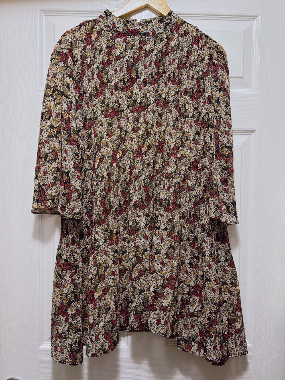 Zara Floral High-Neck Swing Dress in Multi-Color